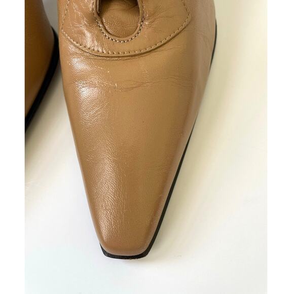 Stuart Weitzman Beige Leather Pumps Size 8C Office Elegant Pointed Snip Toe - Picture 5 of 11